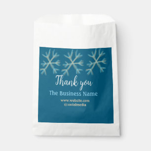 Blue orange snowflakes add business name christmas favour bags