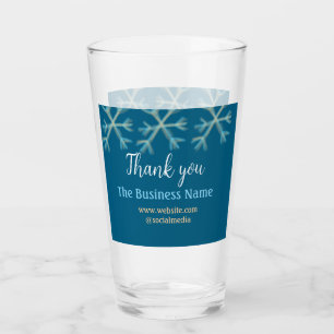 Blue orange snowflakes add business name christmas glass