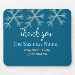 Blue orange snowflakes add business name christmas mouse mat