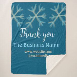Blue orange snowflakes add business name christmas sherpa blanket