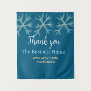 Blue orange snowflakes add business name christmas tapestry