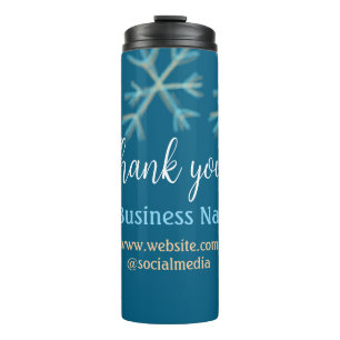 Blue orange snowflakes add business name christmas thermal tumbler