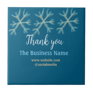 Blue orange snowflakes add business name christmas tile