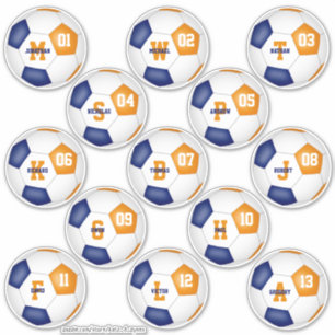 blue orange soccer team colours 13 players