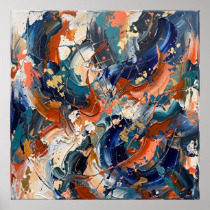 Blue Orange Spirit Energy Abstract Poster