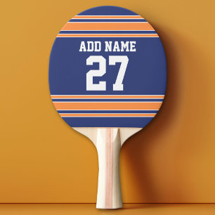 Blue Orange Sports Jersey with Your Name & Number Ping Pong Paddle