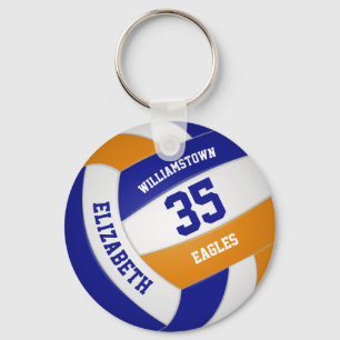 blue orange sports team colours girls volleyball key ring