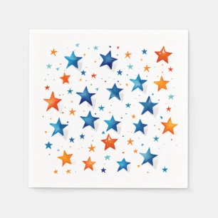 Blue & orange Stars: Birthday Party Napkins