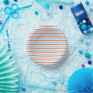Blue & Orange Stripe Pattern Paper Plate