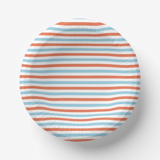 Blue & Orange Stripe Pattern Paper Plate (Front)
