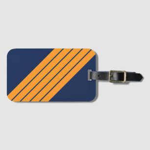 Blue Orange Striped 70s 80s Retro Racing Stripes Luggage Tag
