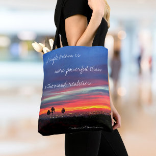 Blue Orange Sunset Photo A Single Dream Quote Tote Bag