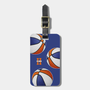 blue orange team colours basketball athletes luggage tag