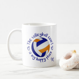 blue orange team colours volleyball happy place coffee mug