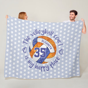 blue orange The volleyball court is my happy place Fleece Blanket