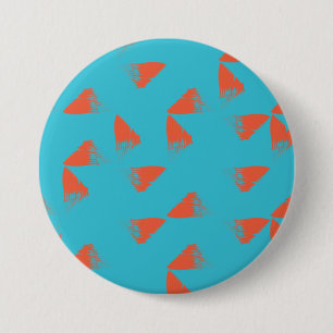 Blue, orange, vibrant, trendy geometric pattern 7.5 cm round badge