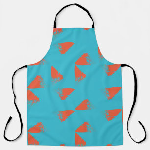 Blue, orange, vibrant, trendy geometric pattern apron