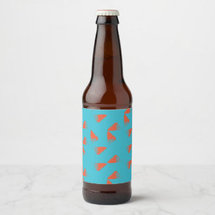 Blue, orange, vibrant, trendy geometric pattern beer bottle label