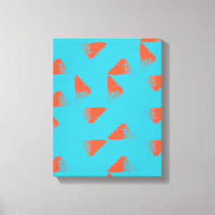 Blue, orange, vibrant, trendy geometric pattern canvas print
