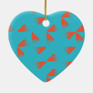 Blue, orange, vibrant, trendy geometric pattern ceramic tree decoration