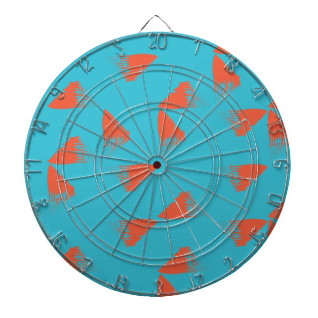 Blue, orange, vibrant, trendy geometric pattern dartboard (Front)