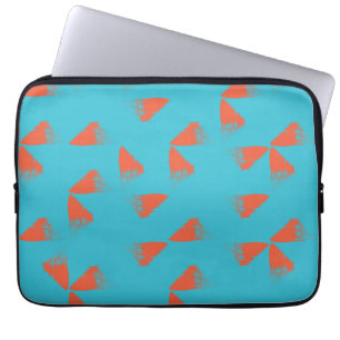 Blue, orange, vibrant, trendy geometric pattern laptop sleeve