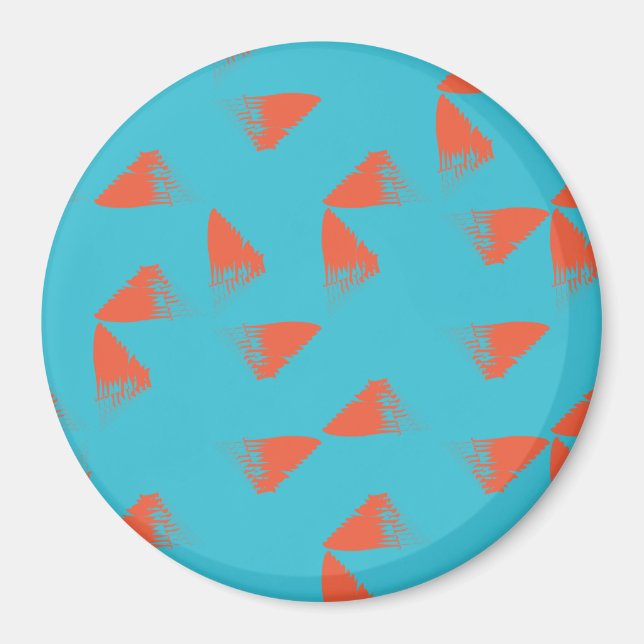 Blue, orange, vibrant, trendy geometric pattern magnet (Front)