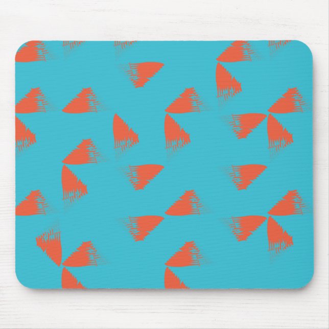Blue, orange, vibrant, trendy geometric pattern mouse mat (Front)