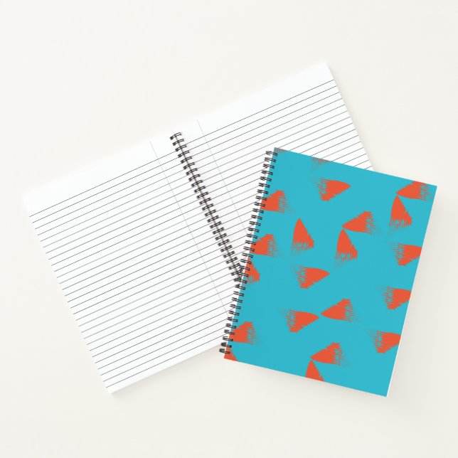 Blue, orange, vibrant, trendy geometric pattern notebook (Inside)