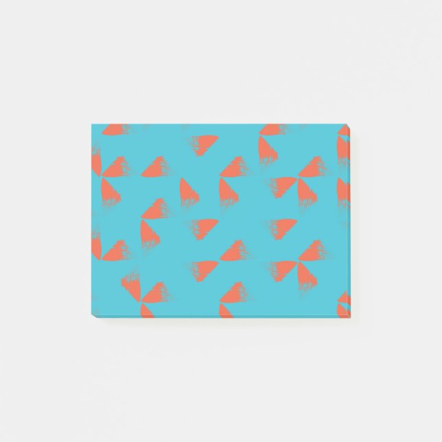 Blue, orange, vibrant, trendy geometric pattern post-it notes (Front)