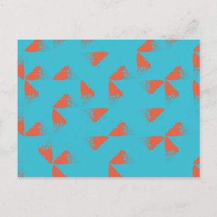 Blue, orange, vibrant, trendy geometric pattern postcard