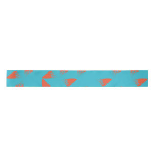 Blue, orange, vibrant, trendy geometric pattern satin ribbon