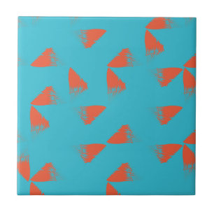 Blue, orange, vibrant, trendy geometric pattern tile