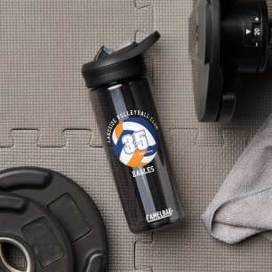 blue orange volleyball team colours athlete name water bottle