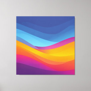 Blue Orange Wave Layers Canvas Print