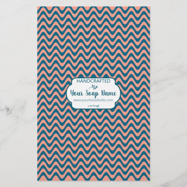 Blue & Orange Wavy Stripe Soap Wrap Paper (Front)