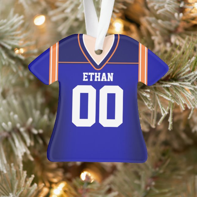 Blue/Orange/White Football Jersey Ornament (Tree)