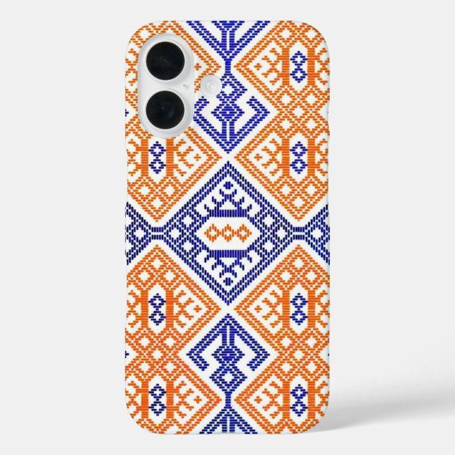 Blue Orange + White Textile Team Sports Colours Case-Mate iPhone Case (Back)