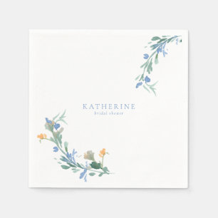 Blue & Orange Wildflower Custom Bridal Shower Napkin