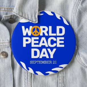 Blue Orange World Peace Day Peace Sign 6 Cm Round Badge