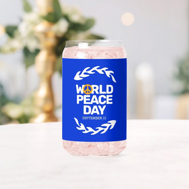 Blue Orange World Peace Day Peace Sign Can Glass (Insitu (Wedding))