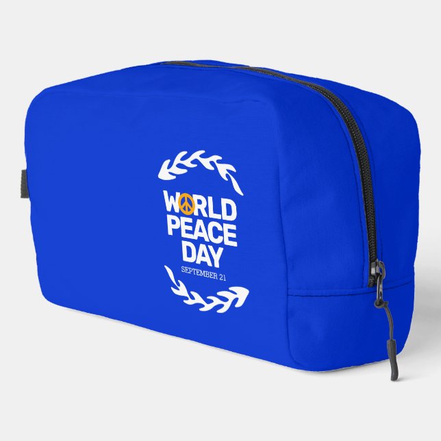 Blue Orange World Peace Day Peace Sign Dopp Kit (Right Corner)