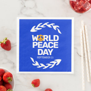 Blue Orange World Peace Day Peace Sign Napkin