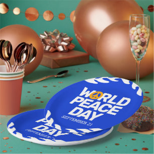 Blue Orange World Peace Day Peace Sign Paper Plate