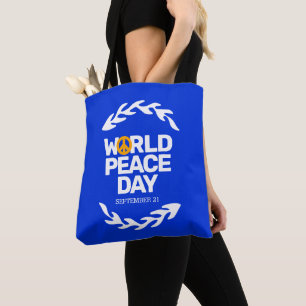 Blue Orange World Peace Day Peace Sign Tote Bag