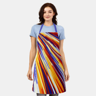 Blue Orange Yellow Abstract Geometric Feathers Apron