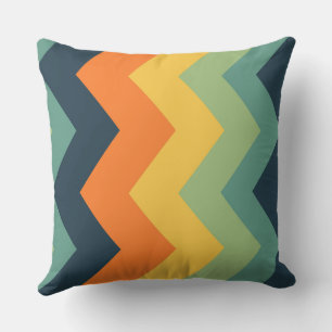 blue, orange, yellow, and greens chevron Pattern Cushion