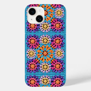 Blue orange yellow Colourful Granny Square Crochet Case-Mate iPhone 14 Case