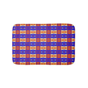 Blue Orange Yellow Red Pattern Bath Mat