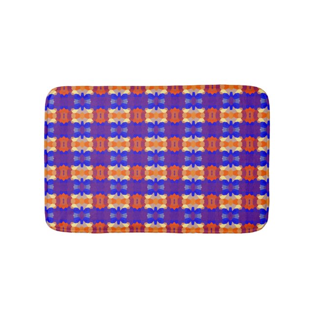 Blue Orange Yellow Red Pattern Bath Mat (Front)